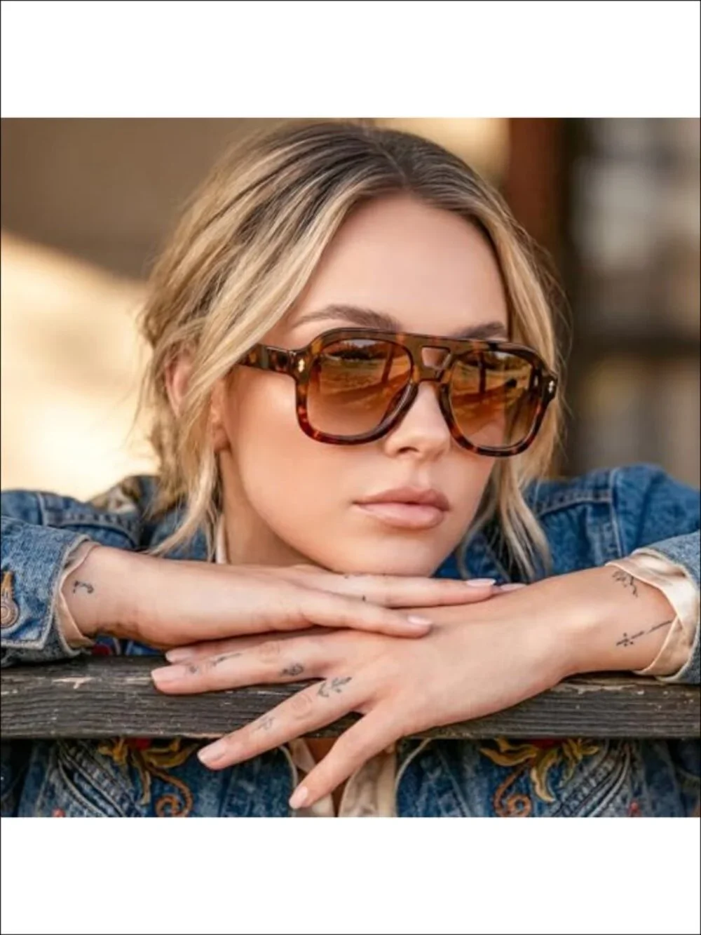 Retro Thick Aviator Sunglasses Square Full Frame UV Protection Outdoor